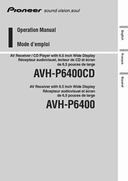 Pioneer Car Stereo System AVH-P6400-page_pdf